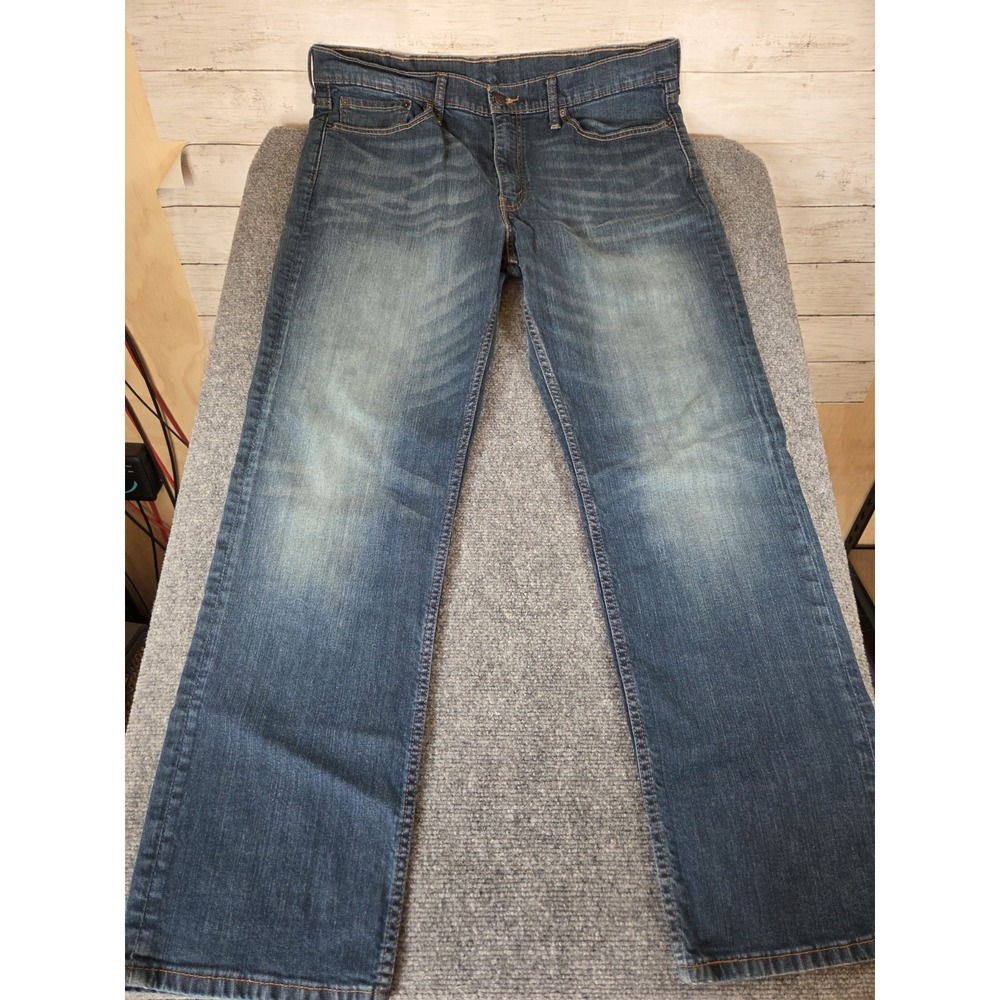 Levi's 514 Straight Fit Jeans Mens 38x32 Blue Medium Wash Stretch Denim